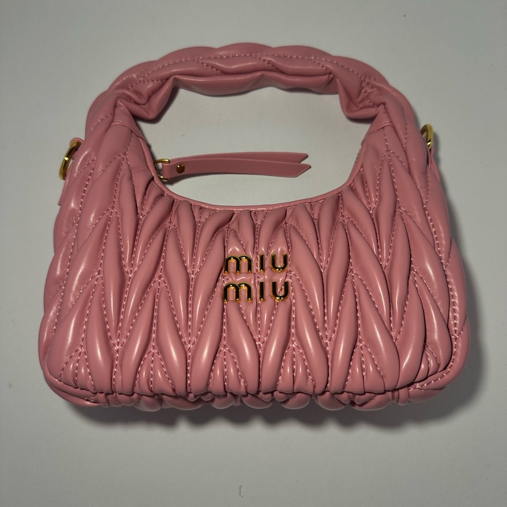 Miu Miu Pink Matelassé Mini Bag with Gold Hardware